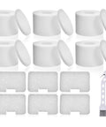 Six Pack Premium Shark Navigator Deluxe Upright Vacuum Filter Replacement Set With Six Post Filters And Six Foam Cushions For NV42 NV4231 NV4226 NV44 NV4426 NV46 NV4626 NV36 NV36A UV402 Fits XFF36 showing filters and brush