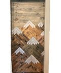 Space Saving Rustic Wood Mountains Sliding Barn Door For Home, Classic Farmhouse Style, Ideal Room Divider, Retro Industrial Vibe