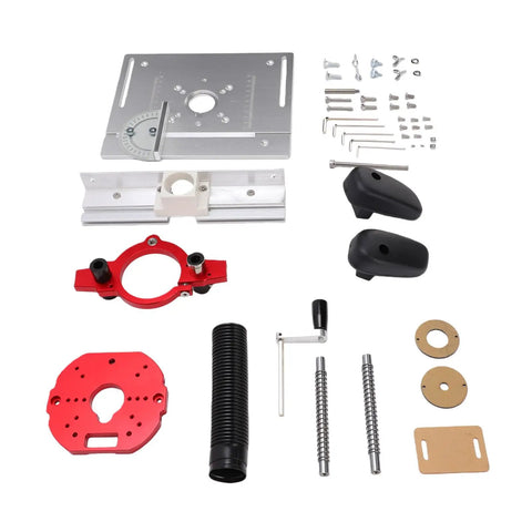 Shop Ready Rock Solid Aluminum Router Lift System With Precision Table Insert Plate And Stainless Rods For Accurate Hole Positioning parts layout
