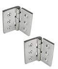 Beefed-Up 4 Inch Stainless Steel Folding Butt Hinges, 2-4 Pack, 6-Hole, Marine Grade Cast Stainless shown open