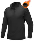Mens Thermal Fleece Lined Quarter Zip Sweatshirt Lightweight Long Sleeve Raglan Pullover With Stretch Fabric For All Season Cozy Warmth Golf Style Black Large