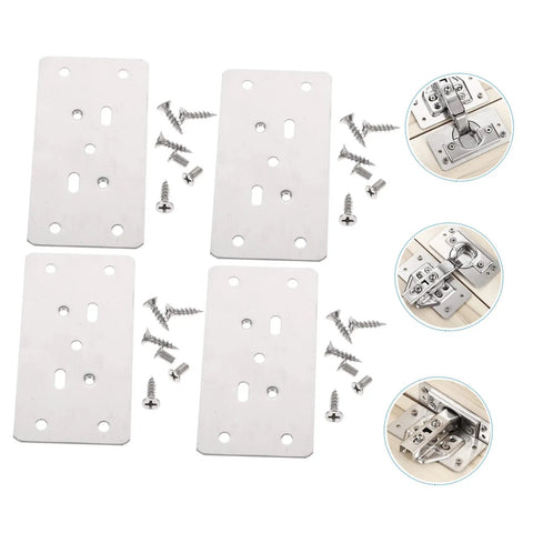 Six Piece Cabinet Hinge Repair Plates Kit With Screws Durable Furniture Fixing Plates for door hinge replacement