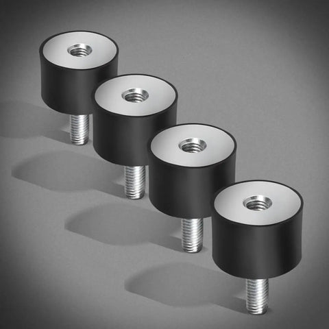 6 Pcs Rubber Isolator Shock Mounts For Fitness Equipment And Compressors Heavy Duty Black Damping Elements That Cut Vibration And Improve Stability For Gym Gear AC Units Pumps Engines And More.