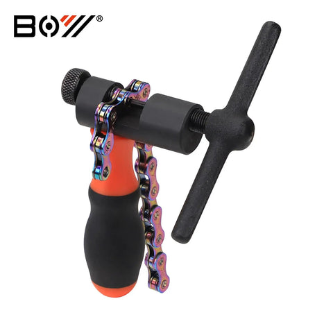 Universal Bike Chain Tool Kit With Breaker And Master Link Pliers, Chain Wear Indicator, And Chain Splitter, close-up of chain breaker tool