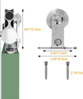 Sliding Barn Door Hangers Set 2pcs Stainless Steel No Track T Shape side view with dimensions and screws visible