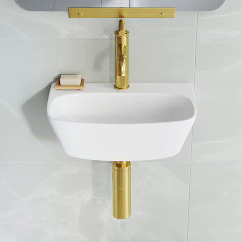 St Tropez Wall Hung Sink With Space Saving Wall Mount Dope Scratch Resistant Ceramic Sleek Modern Basin for Small Bathrooms