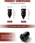 Product dimensions of Universal Car Tire Repair Kit With 50 Heavy Duty Rubber Strips Screw In Tool and Two Tubes Sealant Glue.