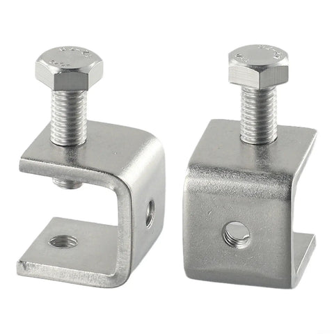 Heavy Duty Stainless Steel C Clamp Set for Welding and Metalwork, Rust Resistant Desk Clamps shown in profile view