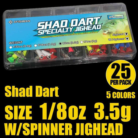 Underspin Shad Dart Jig Head With Bucktail and Spinner Lure Go To Choice 1/8 oz 25 pack for freshwater and saltwater angling