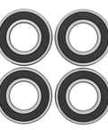 Set of four black rubber sealed ABEC3 bearings from Beefed Up Wheel Bearing Kit For Harley And Kawasaki Replacement 25-1405