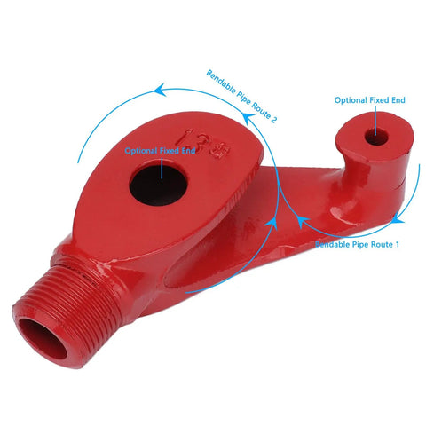Heavy Duty Manual Pipe Bender Made From Heat Treated Carbon Steel For Precise Plumbing And Electrical Work Accurately Bends Galvanized And Aluminum Conduit Through 180 Degrees Essential Tool For Pros with red finish and multiple bendable pipe routes.