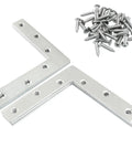 Four Pack L Shaped Corner Brackets 4.7 by 4.7 Inch Stainless Steel Flat Braces Joining Plates with screws