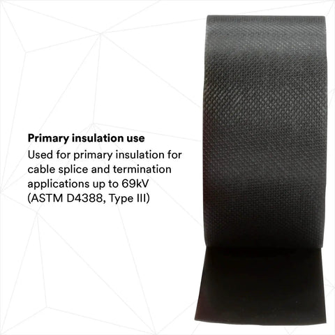 Self Fusing Rubber Electrical Insulating Tape For Cable Splices And Terminations 2 In By 30 Ft Black roll showing texture