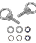 Heavy Duty Stainless Steel Eye Bolts With Nuts And Washers M6x20 For Concrete Hanging Hooks And Ring Holes Anti Loosening Nylon Nuts With Flat And Spring Washers Durable Eye Bolts For Secure Load Lifting, shown with washers and nuts
