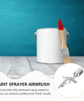 Beavorty Professional Aluminum Pneumatic Air Paint Sprayer Gun for Furniture and Automotive Equipment Repair alongside a paint bucket.