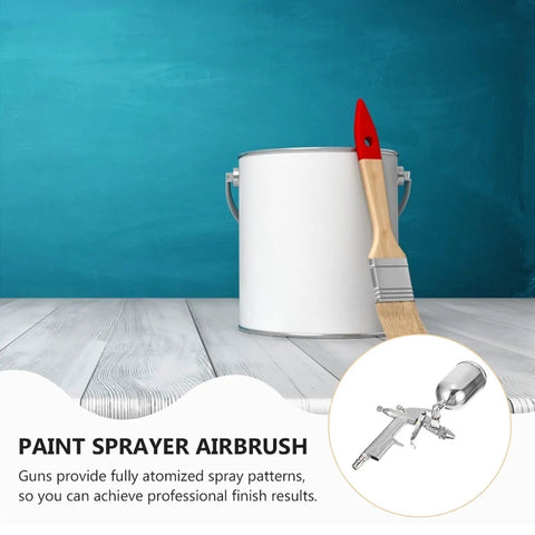 Beavorty Professional Aluminum Pneumatic Air Paint Sprayer Gun for Furniture and Automotive Equipment Repair alongside a paint bucket.
