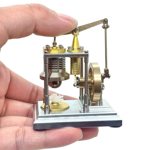 Gamma Type Vertical Stirling Engine Model With Dope High Precision Metal Build And True Heat Driven Motion For Education And STEM Enthusiasts A Creative Gift For Engineers And Collectors, brass desk model