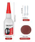 Hardcore Pro Tire Repair Glue For Fast Emergency Flat Repairs And Worn Sidewall Cracks Durable All Weather Road Ready Auto Rubber Sealant, 20g bottle with spatulas and sandpaper