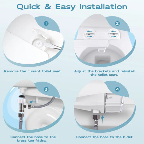 Installation steps for Ultra Slim Bidet Attachment With Dual Mode Wash For Toilet Easy To Install Non Electric Toilet Seat Attachment