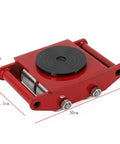 Heavy Duty Machinery Mover Skate 6 Ton Industrial Dolly With Steel Wheels For Serious Heavy Lifting, red steel dolly with 360-degree swivel plate.