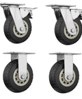 Heavy Duty Silent Caster Wheels With Brakes Universal Replacement Furniture Casters in a set of four, featuring steel base and rubber tread.
