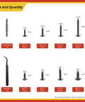 Real Deal Heavy Duty 400 Piece Black Carbon Steel Self Tapping Screws Assortment Kit showing sizes and quantities of screws and tools.