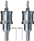 Front view of Heavy Duty 2 Pack Hole Saw Set 1-1/4 Inch 32mm with HSS Pilot Bit and Tungsten Carbide Grit Edge, includes hex keys.