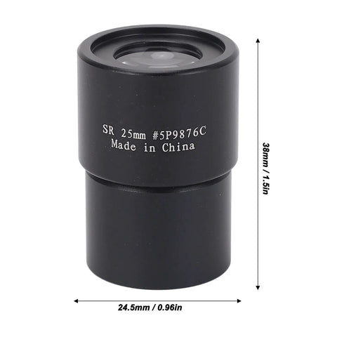 25mm Telescope Eyepiece With 0.965 Inch Fit HD Optical Glass Green Coated Lens, dimensions shown on black eyepiece