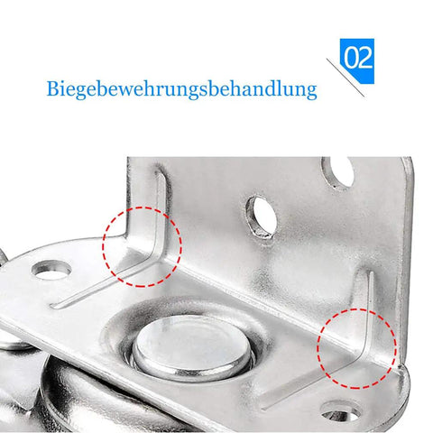 Set Of 4 L Shaped Silent Swivel Casters With 360 Degree Rotation And TPE Rubber Wheels For Furniture, steel plate close-up