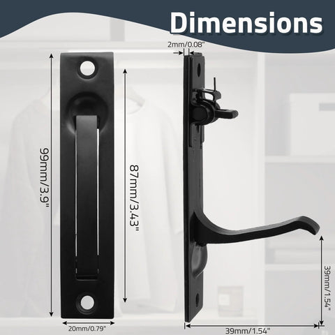 Dimensions of Two Pack Recessed Pocket Door Edge Pull Handles In Matte Black For Flush Mount Pocket Sliding Doors