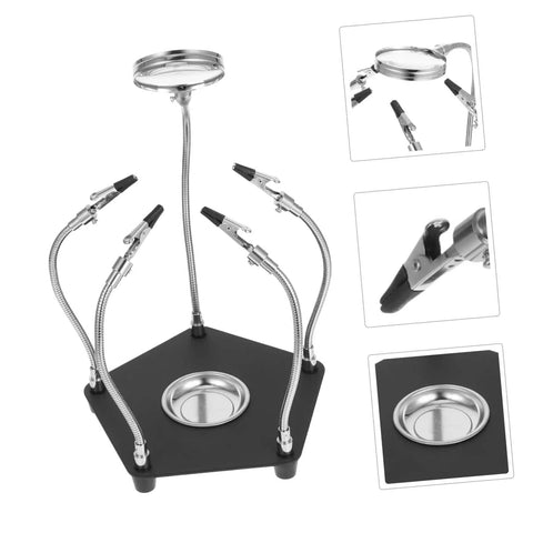 LED Magnifying Lamp With Magnifying Glass Holder For Soldering Circuit Boards Sturdy Third Hand Tool Magnetic Helping Hands