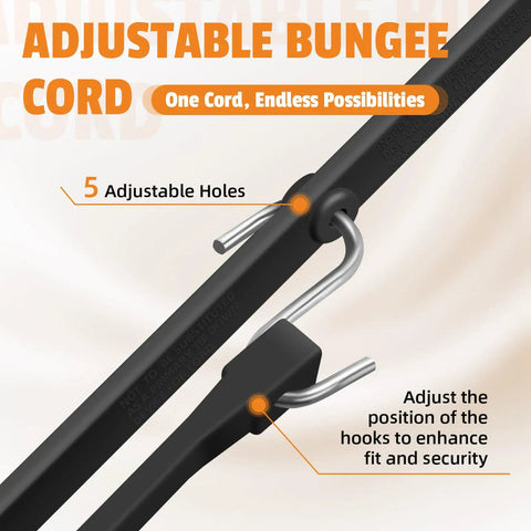 Adjustable 31 Inch Rubber Bungee Cords With Hooks EPDM Heavy Duty Bungee Straps showing adjustable features and hooks