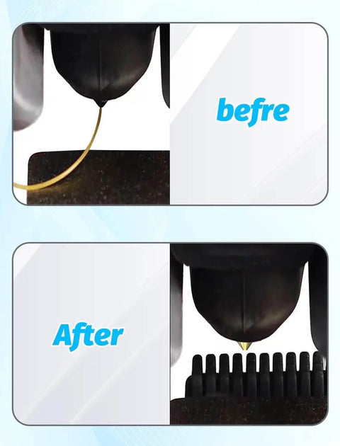 Before and after cleaning with 6-Piece Silicone Nozzle Brush Kit For A1 3D Printer Hotend Cleaning Tools showing improved nozzle state