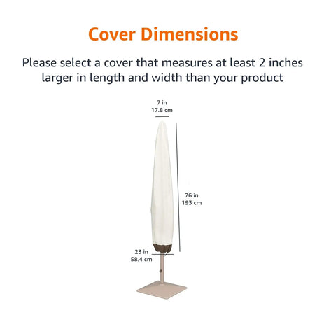 Outdoor Patio Umbrella Cover Rainproof and UV Resistant Fabric With All Season Protection Beige and White 7 By 23 By 76 Inches