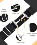 Close-up of 1.5 Inch Elastic Equestrian Belt With Bit Buckle And Leather Key Strap, showing alloy buckle and elastic polyester webbing.