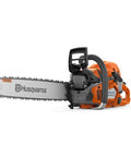 555 Gas Chainsaw With 24 Inch Bar 60cc 4.16 HP X Torq Engine And X Cut Chain side view showing easy start and magnesium crankcase.
