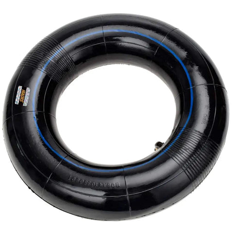 Two Pack Inner Tubes For 13x4.00-6 And 4.10/3.50-6 Tires With TR-87 Bent Valve, shown in black rubber with valve detail