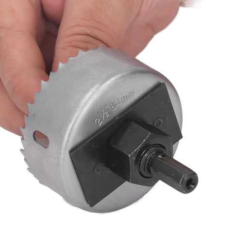 FTVOGUE Heavy Duty Hole Saw Kit W 5 Sizes Cuts Metal Plastic Wood Like A Champ For DIY Pros Using Sharp Steel Cutters With Extender And Hex Wrench 84mm hole saw close-up