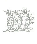 3 Piece Flower Leaf Branches Metal Die Cuts Set for DIY Embossing and Card Making shown in silver metal frame