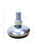 Four Pack Swivel Leveling Feet M8 Thread Adjustable Furniture Glides with steel shell and nylon base for stable support.