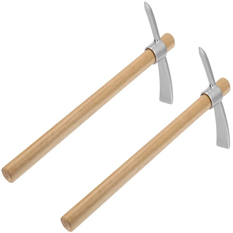 Two Pack 16 Inch Garden Pick Axe With Stainless Steel Head And Hardwood Handle Mattock Hoe For Weeding Digging Landscaping And Loosening Soil Durable Rust Resistant Yard Tool Set