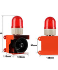 Heavy Duty Sound And Light Alarm Siren With LED Strobe For Factories And Terminals Red 24V 120dB Horn dimensions shown