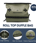 Waterproof Duffel Backpack 60L Heavy Duty Dry Gear Bag For Camping Boating And Outdoor Travel For Men And Women Tough As Nails