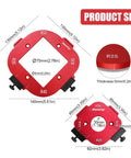 Rock Solid Aluminum Router Corner Radius Jig Set For Woodworking R25 to R50 templates with size and specifications displayed.