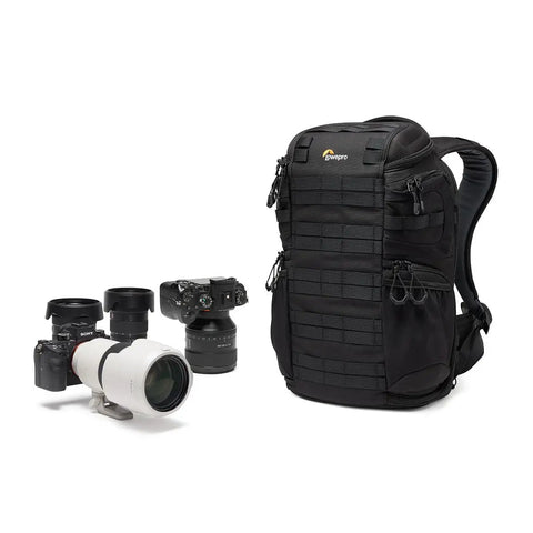 ProTactic BP 350 AW III 17L Camera Backpack For Photographers with DSLR and lenses, made of 210D nylon ripstop and 600D polyester.