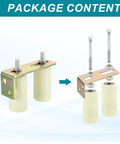 Universal Adjustable Heavy Duty Sliding Gate Guide Roller Kit With L Bracket, White Finish, showing rollers and brackets