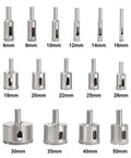 Diamond Hole Saw Kit 15 Piece Set For Glass Ceramic Tile Cutting Includes Coated Core Drill Bits Sizes 6 to 50mm