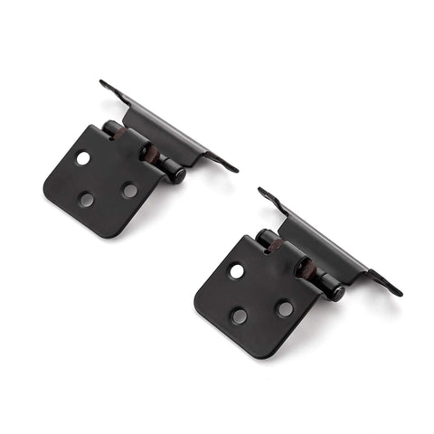 Half Inch Overlay Black Face Mount Cabinet Hinges Set 50 Pack 25 Pairs Self Closing Semi Concealed With Bumpers And Included Screwdriver For Easy Kitchen Cabinet Install No Fuss