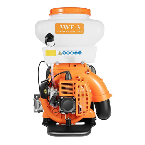 Yard Ready Heavy Duty Backpack Sprayer Fogger For Mosquito Control With 2130W Power, 2 Stroke Motor, shown with orange casing
