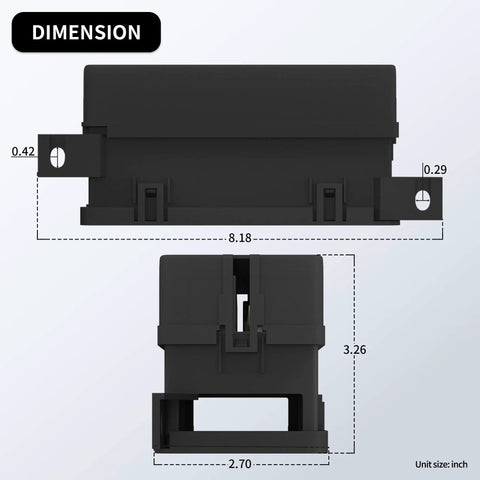 Dimensions of 12V Fuse Relay Box With 6 Relays And 11 ATC And ATO Fuses, Prewired For Automotive And Marine Use, Heavy Duty 40A Relays